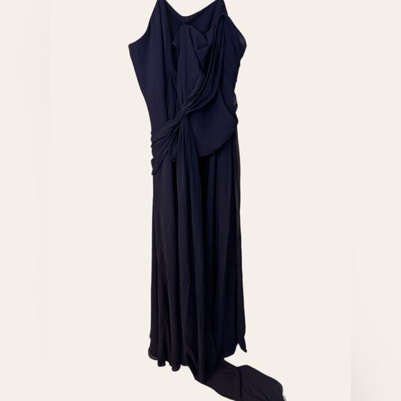 Fame and Partners Navy Blue Strapless Draped Gown Size 10 - Picture 1 of 10
